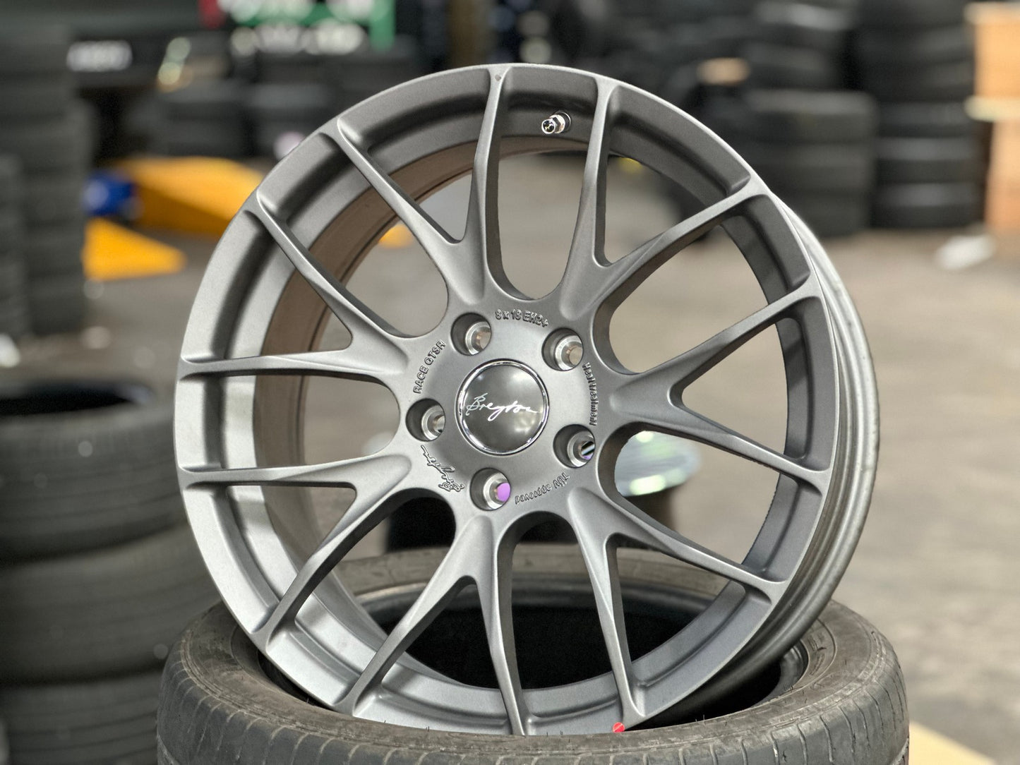 New 18X8 ET34 Breyton GTSR Rim (4 wheel) Matt Gunmetal 5X120