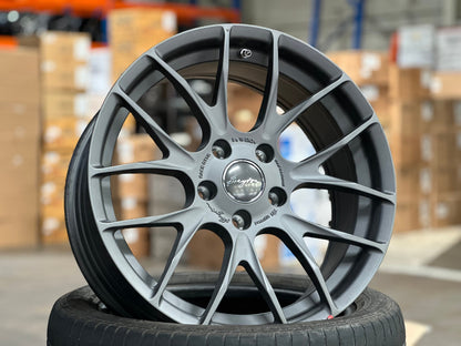 New 18X8 ET34 Breyton GTSR Rim (4 wheel) Matt Gunmetal 5X120