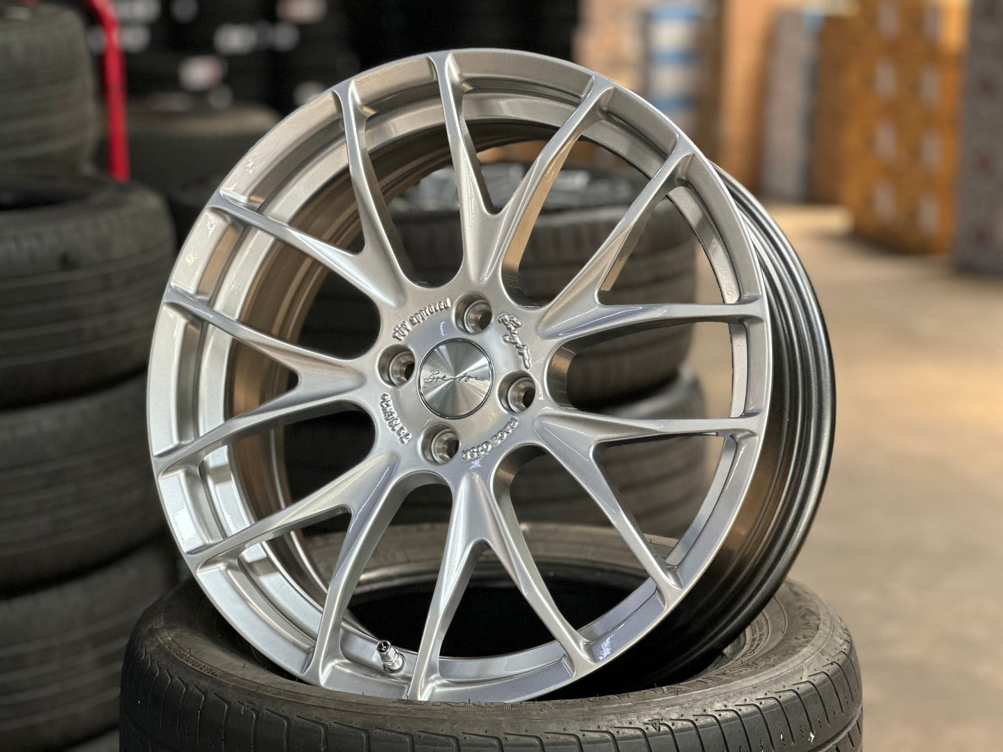 New 18X7 ET40 Breyton GTSR Rim (4 wheel) Gloss Silver 4X100