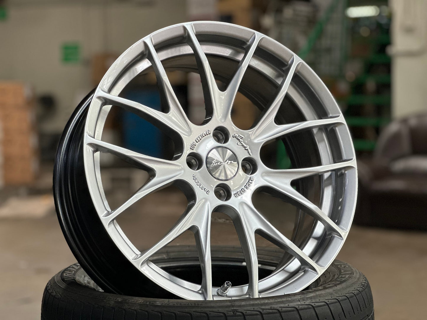 New 18X7 ET40 Breyton GTSR Rim (4 wheel) Gloss Silver 4X100