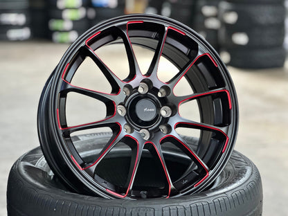 New 15X6.5 ET40 Advanti Parallex Rim (4 wheel) Black 4X114.3