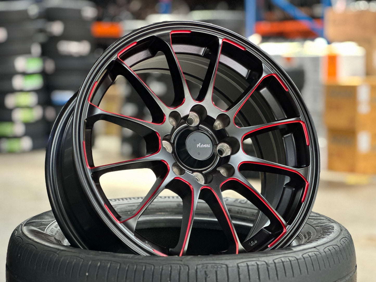 New 15X6.5 ET40 Advanti Parallex Rim (4 wheel) Black 4X114.3