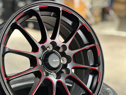 New 15X6.5 ET40 Advanti Parallex Rim (4 wheel) Black 4X114.3