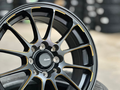 New 15X6.5 ET40 Advanti Parallex Rim (4 wheel) Matt Black 4X100