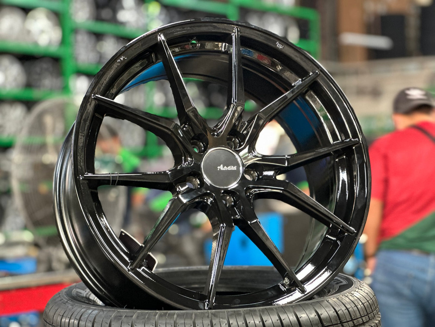 New 17X7.5 ET40 Advanti Hybris Rim (4 wheel) Gloss Black 5X100