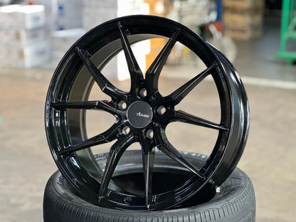 New 18X8 ET45 Advanti Hybris Rim (4 wheel) Gloss Black 5X112