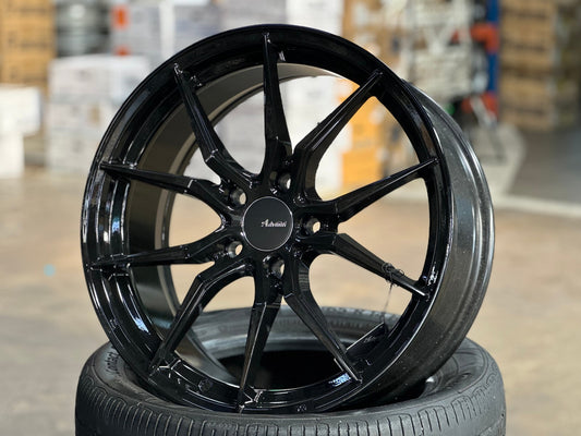 New 18X8 ET45 Advanti Hybris Rim (4 wheel) Gloss Black 5X114.3