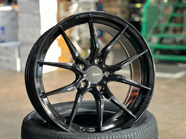 New 18X8 ET45 Advanti Hybris Rim (4 wheel) Gloss Black 5X114.3