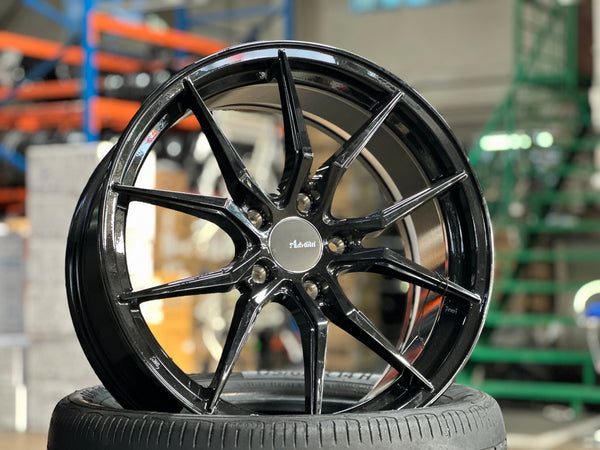 New 18X8 ET45 Advanti Hybris Rim (4 wheel) Gloss Black 5X114.3