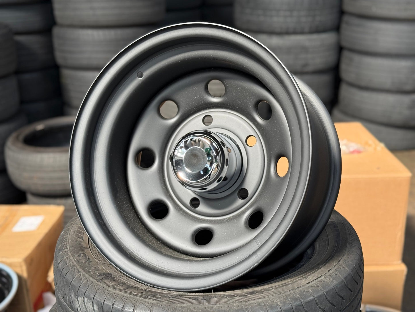 New 16X8 ET-35 Defender Steel Rim (5 wheel) Matt Black 5X165.1