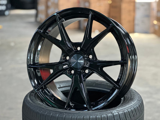 New 17X7.5 ET45 Enkei Phoenix Rim (4 wheel) Gloss Black 5X114.3