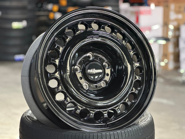 New 18X9 ET25 Rotiform Rim (4 wheel) Gloss Black 5X130