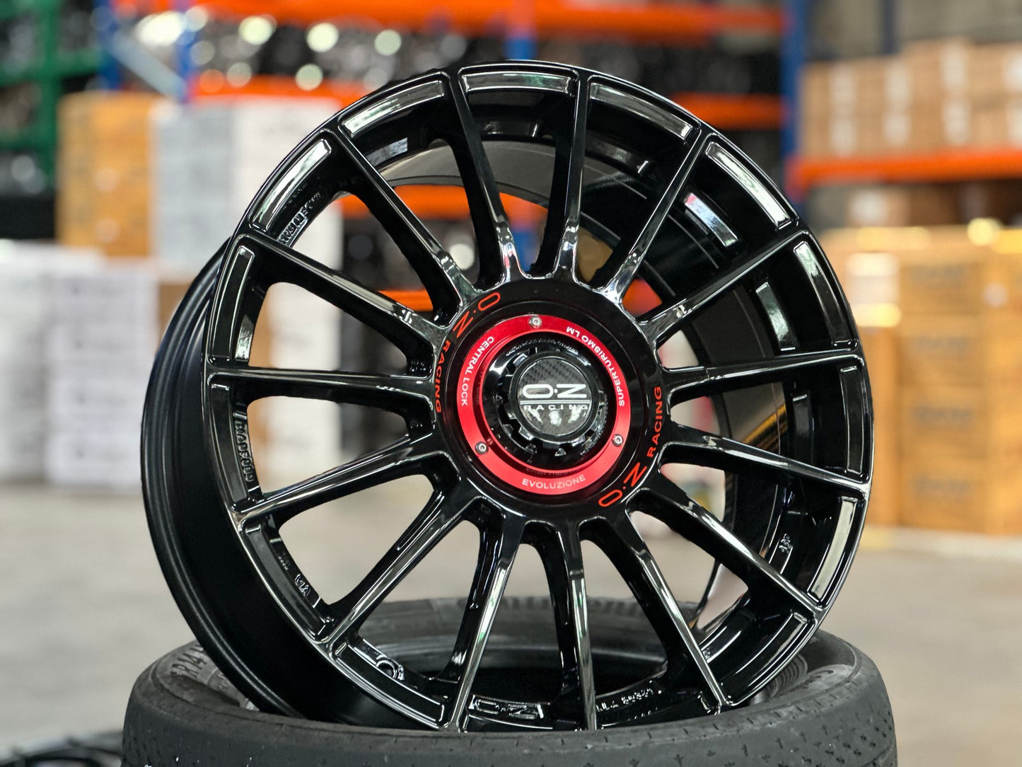 New 18X8 ET45 OZ Racing Super Evoluz Rim (4 wheel) Gloss Black 5X112