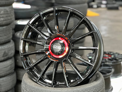 New 19X8.5 ET38 OZ Racing Super Evoluz Rim (4 wheel) Gloss Black 5X112