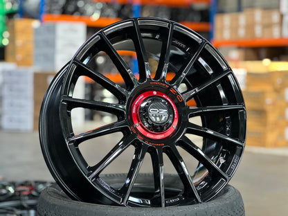New 19X8.5 ET38 OZ Racing Super Evoluz Rim (4 wheel) Gloss Black 5X112