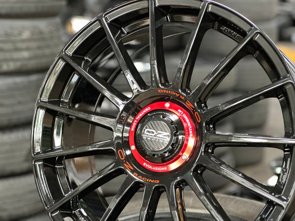 New 19X8.5 ET38 OZ Racing Super Evoluz Rim (4 wheel) Gloss Black 5X112