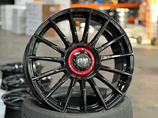 New 19X8.5 ET44 OZ Racing Super Evoluz Rim (4 wheel) Gloss Black 5X112