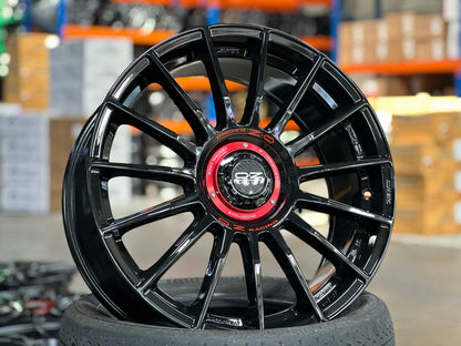 New 19X8.5 ET44 OZ Racing Super Evoluz Rim (4 wheel) Gloss Black 5X112