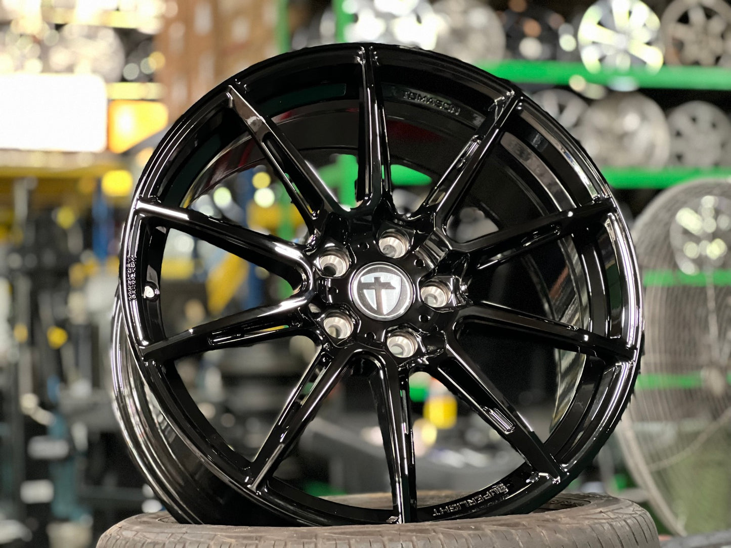 New 19X8.5 ET45 Tomason TN27 Rim (4 wheel) Gloss Black 5X112