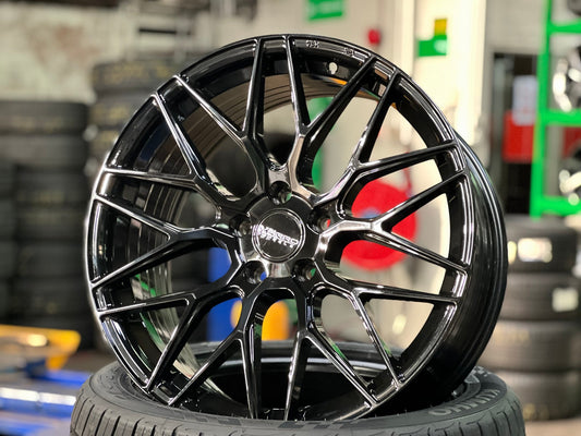 New 19X9.5 ET43 Varro VD06X Rim (4 wheel) Gloss Black 5X114.3