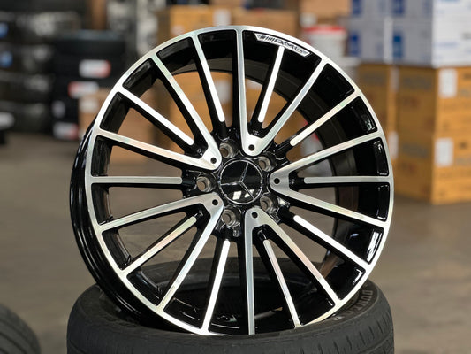 New 18X8 ET42 Mercedes Design Multispoke Rim (4 wheel) Gloss Black PF 5X112