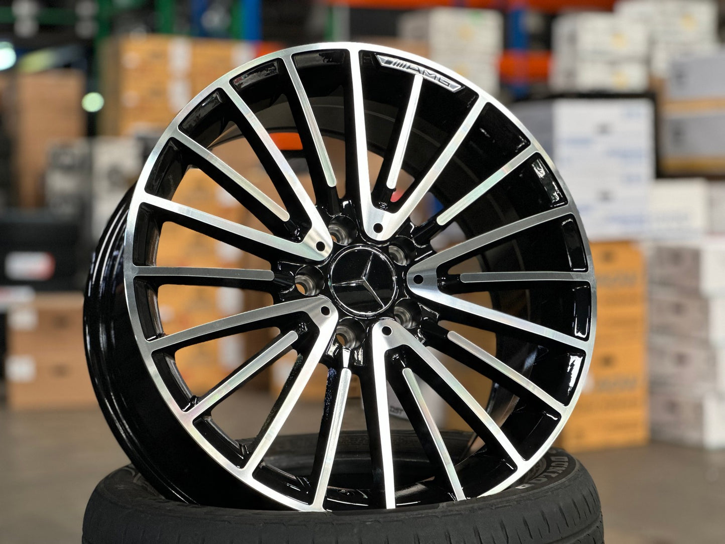 New 18X8 ET42 Mercedes Design Multispoke Rim (4 wheel) Gloss Black PF 5X112