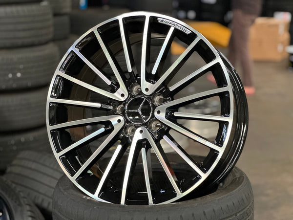 New 18X8 ET42 Mercedes Design Multispoke Rim (4 wheel) Gloss Black PF 5X112