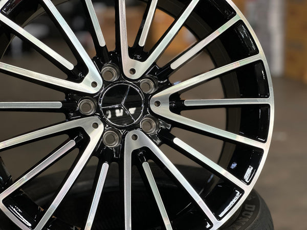 New 18X8 ET42 Mercedes Design Multispoke Rim (4 wheel) Gloss Black PF 5X112