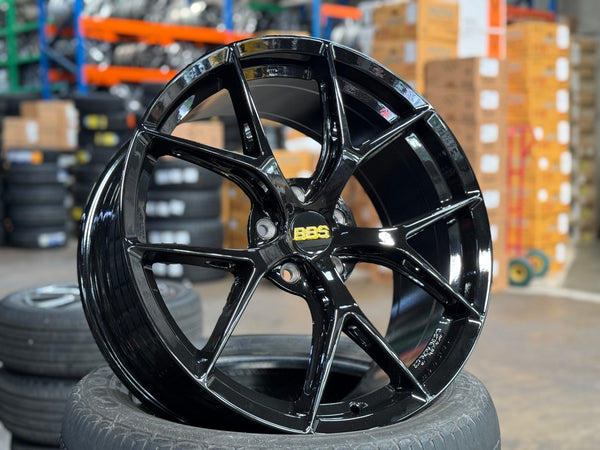New 19X8.5 ET43 BBS FIR Design Rim (4 wheel) Gloss Black 5X112