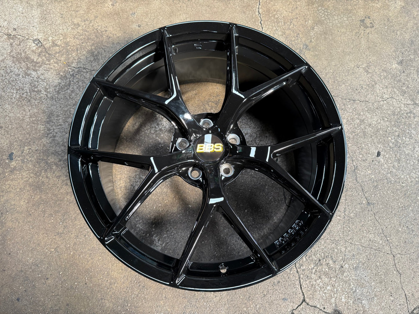 New 19X8.5 ET43 BBS FIR Design Rim (4 wheel) Gloss Black 5X112