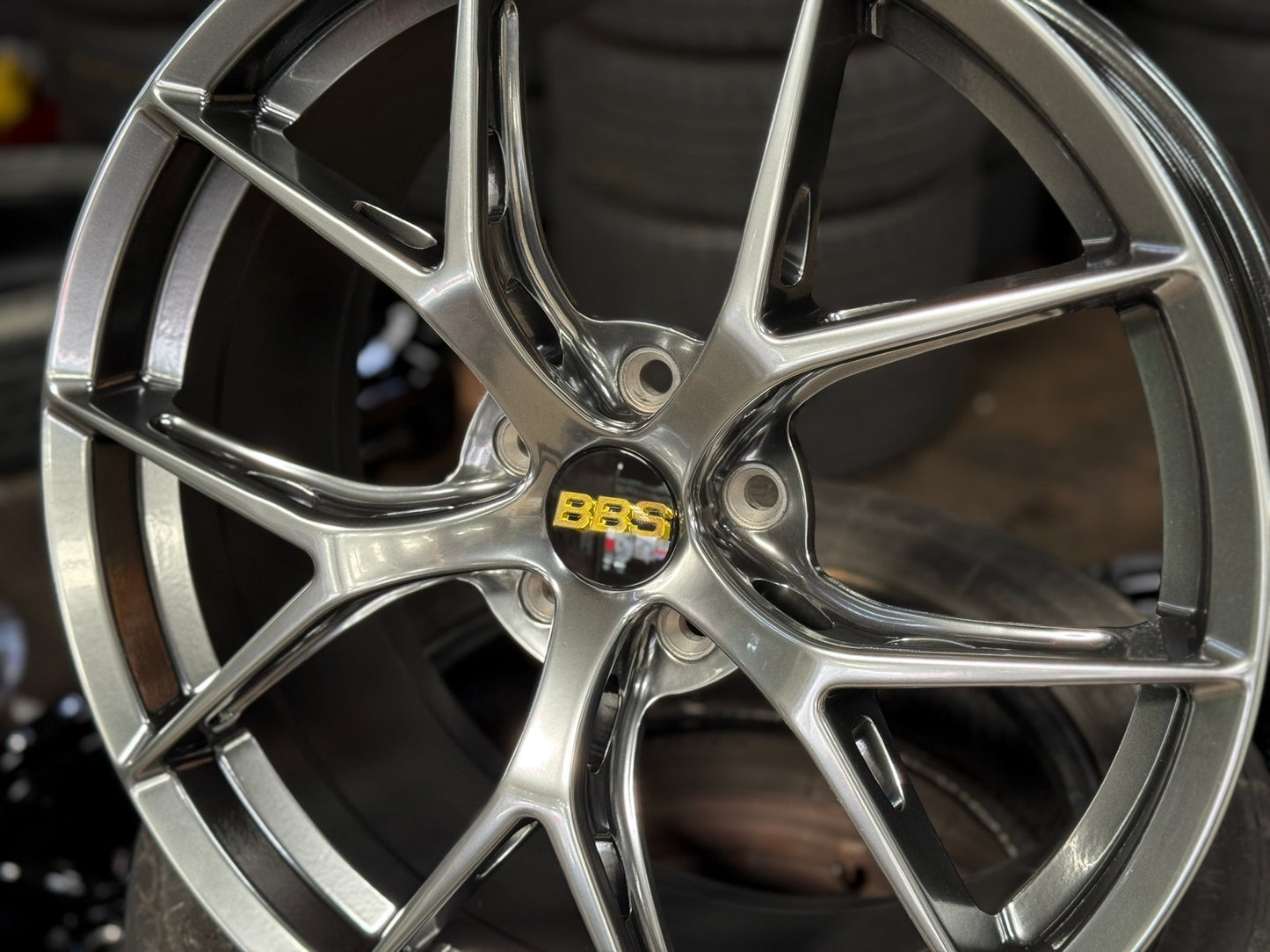 New 19X8.5 ET43 BBS FIR Design Rim (4 wheel) Hyper Black 5X114.3