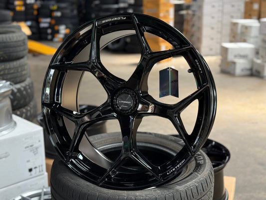 New 20X9 ET35 Lenso Vamos Rim (4 wheel) Gloss Black 5X108