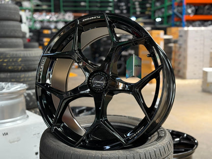 New 20X9 ET35 Lenso Vamos Rim (4 wheel) Gloss Black 5X108
