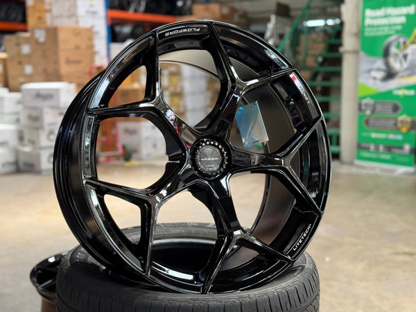 New 20X9 ET35 Lenso Vamos Rim (4 wheel) Gloss Black 5X108