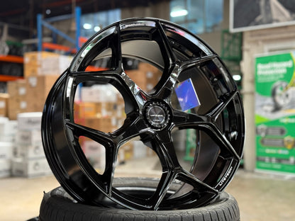 New 20X9 ET35 Lenso Vamos Rim (4 wheel) Gloss Black 5X108