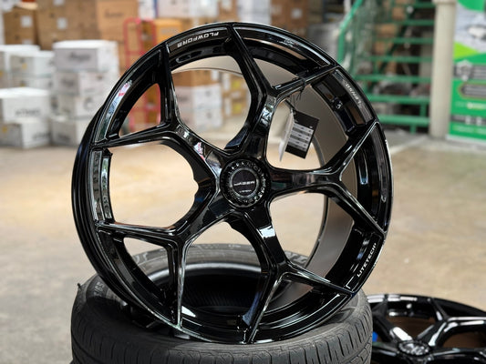 New 20X9 ET35 Lenso Vamos 5 Rim (4 wheel) Gloss Black 5X120