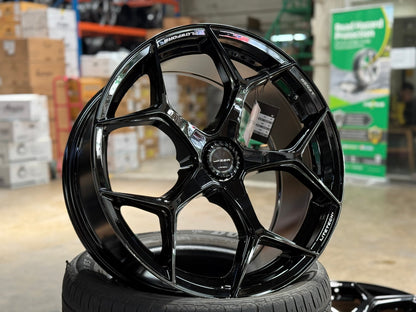New 20X9 ET35 Lenso Vamos Rim (4 wheel) Gloss Black 5X120