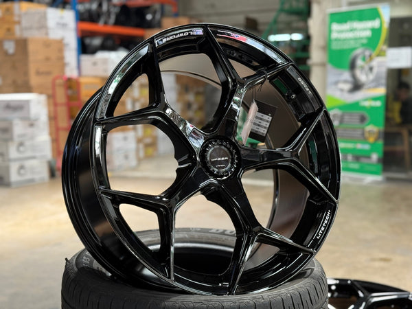New 20X9 ET35 Lenso Vamos Rim (4 wheel) Gloss Black 5X120