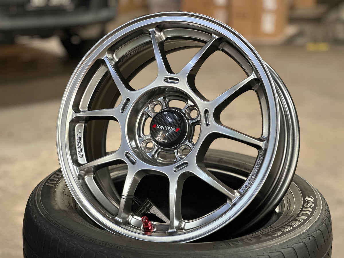 New 15X6.5 ET38 Lenso Venom 6 Rim (4 wheel) Hyper Black 4X100