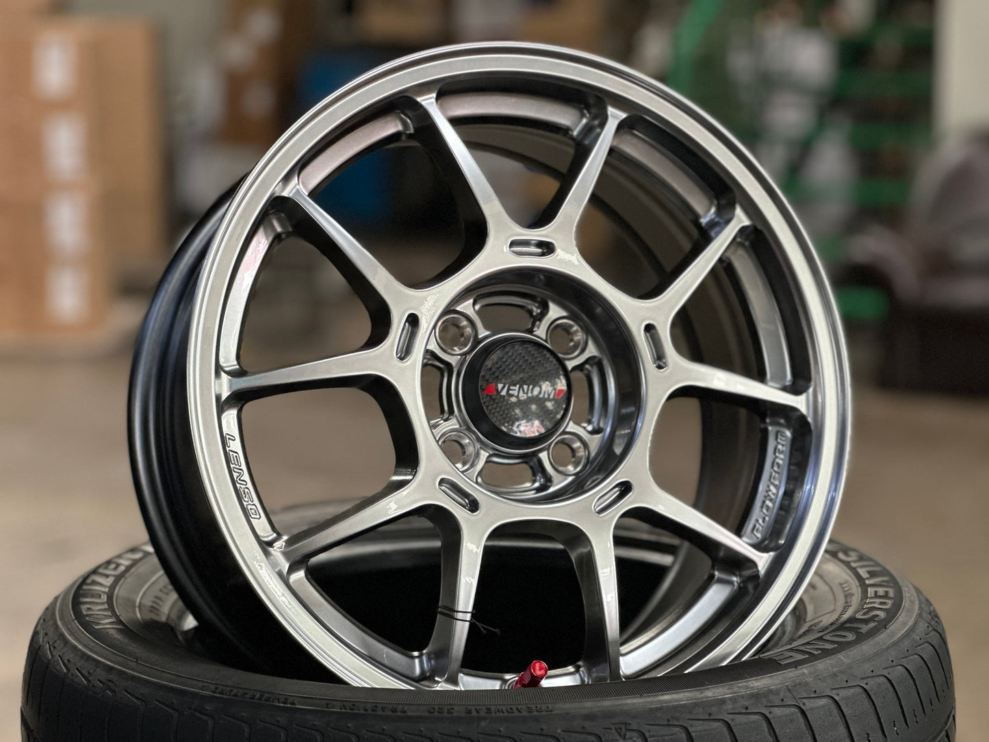 New 15X6.5 ET38 Lenso Venom 6 Rim (4 wheel) Hyper Black 4X100