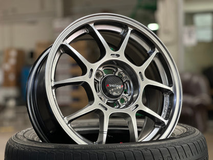 New 15X6.5 ET38 Lenso Venom 6 Rim (4 wheel) Hyper Black 4X100