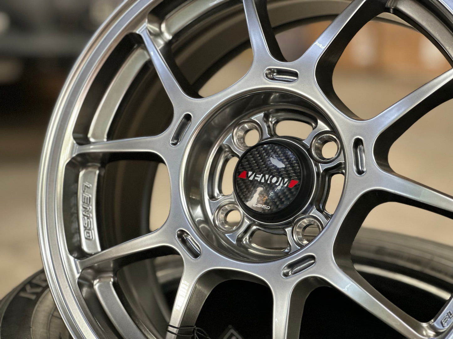 New 15X6.5 ET38 Lenso Venom 6 Rim (4 wheel) Hyper Black 4X100