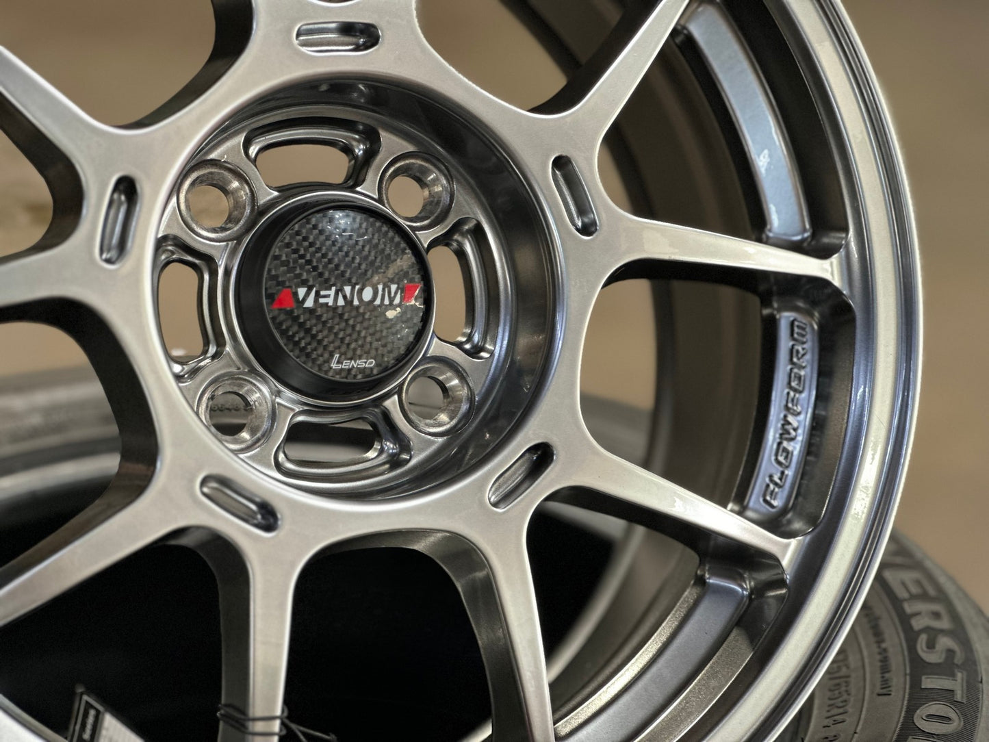 New 15X6.5 ET38 Lenso Venom 6 Rim (4 wheel) Hyper Black 4X100