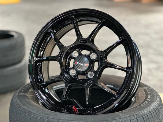 New 15X6.5 ET38 Lenso Venom 6 Rim (4 wheel) Gloss Black 4X100