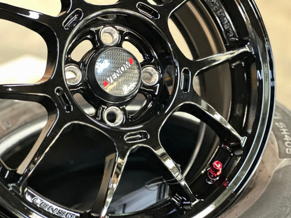 New 15X6.5 ET38 Lenso Venom 6 Rim (4 wheel) Gloss Black 4X100