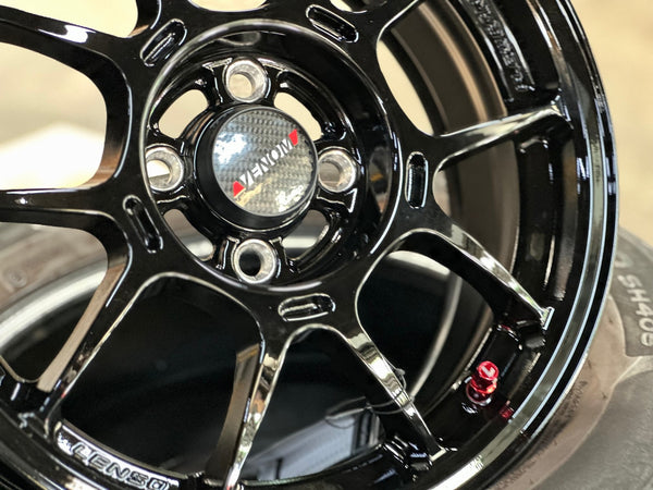New 15X6.5 ET38 Lenso Venom 6 Rim (4 wheel) Gloss Black 4X100