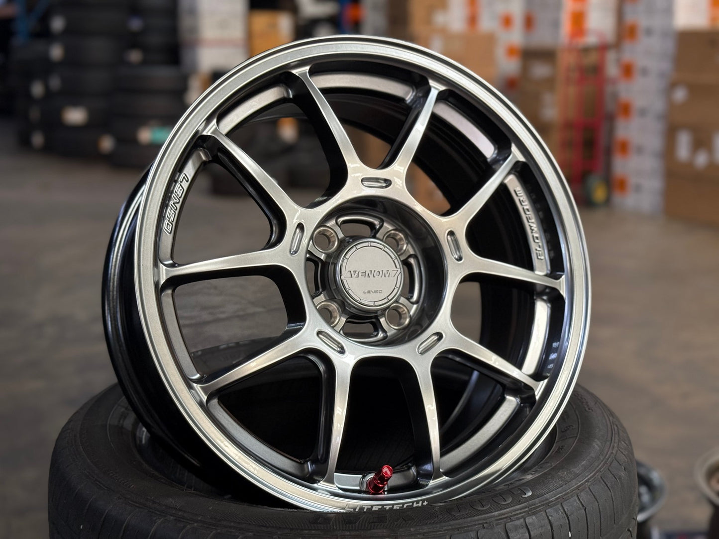 New 16X7 ET35 Lenso Venom V1N Rim (4 wheel) Gloss Gunmetal 4X100