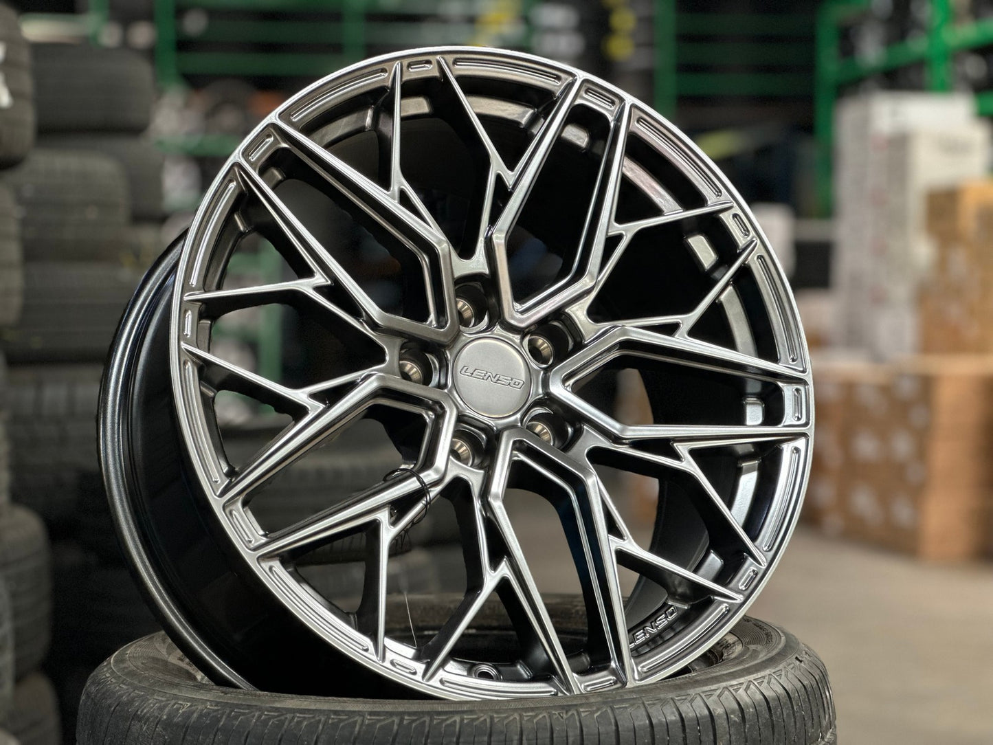 New 18X8.5 ET40 Lenso Ventus Rim (4 wheel) Hyper Black 5X114.3