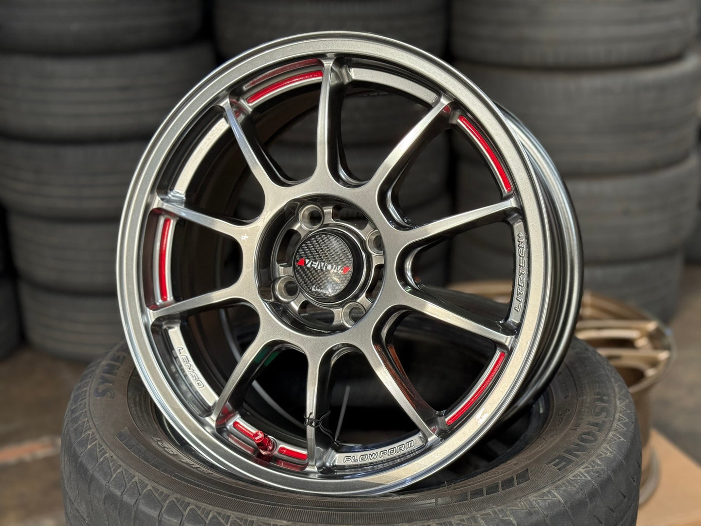 New 15X6.5 ET40 Lenso VNDRim (4 wheel) Hyper Black 4X100