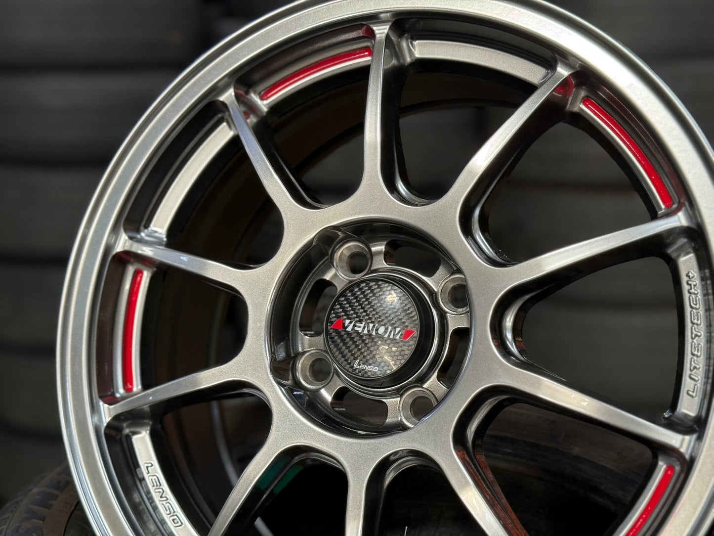 New 15X6.5 ET40 Lenso VNDRim (4 wheel) Hyper Black 4X100